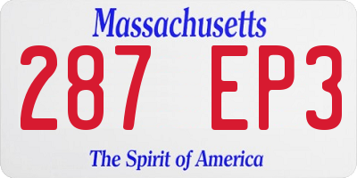 MA license plate 287EP3