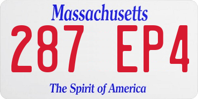 MA license plate 287EP4