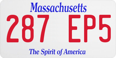 MA license plate 287EP5