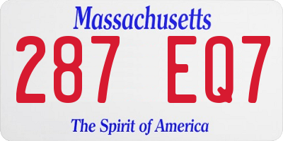 MA license plate 287EQ7
