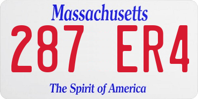 MA license plate 287ER4