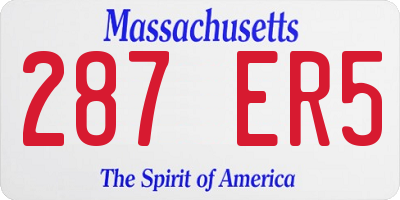 MA license plate 287ER5
