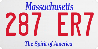 MA license plate 287ER7