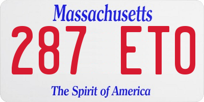 MA license plate 287ET0