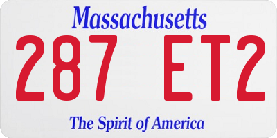 MA license plate 287ET2