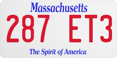 MA license plate 287ET3