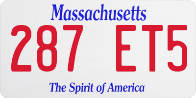 MA license plate 287ET5