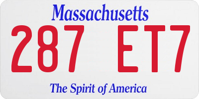 MA license plate 287ET7