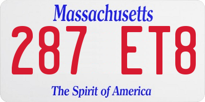 MA license plate 287ET8