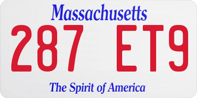 MA license plate 287ET9