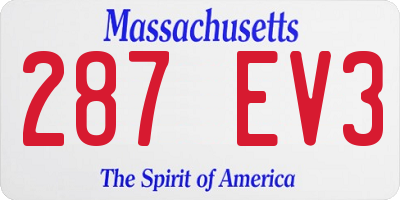 MA license plate 287EV3