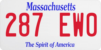 MA license plate 287EW0