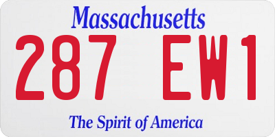 MA license plate 287EW1