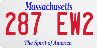 MA license plate 287EW2