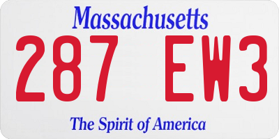 MA license plate 287EW3
