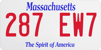 MA license plate 287EW7