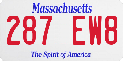 MA license plate 287EW8