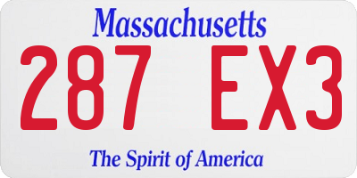 MA license plate 287EX3