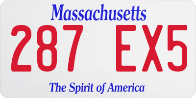 MA license plate 287EX5
