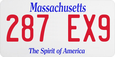MA license plate 287EX9
