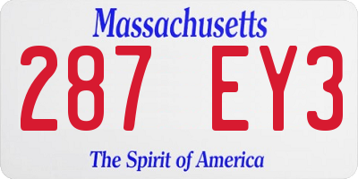 MA license plate 287EY3