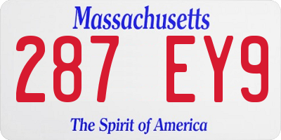 MA license plate 287EY9