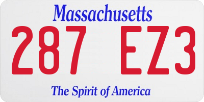 MA license plate 287EZ3