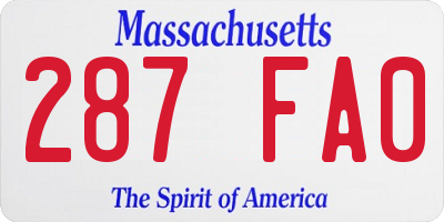 MA license plate 287FA0