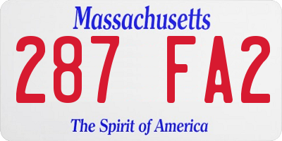 MA license plate 287FA2