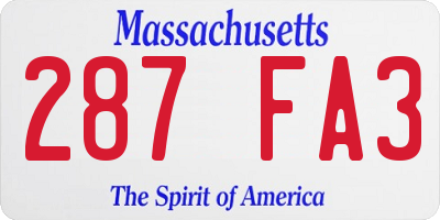 MA license plate 287FA3