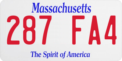 MA license plate 287FA4