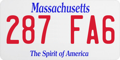 MA license plate 287FA6
