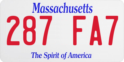 MA license plate 287FA7