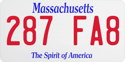 MA license plate 287FA8