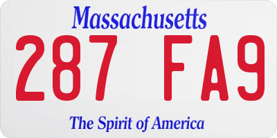 MA license plate 287FA9
