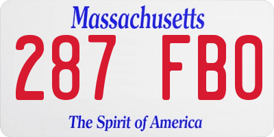 MA license plate 287FB0