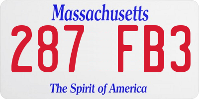 MA license plate 287FB3