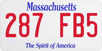 MA license plate 287FB5