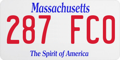 MA license plate 287FC0