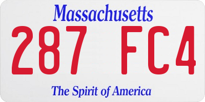 MA license plate 287FC4