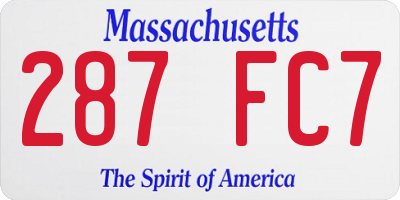 MA license plate 287FC7