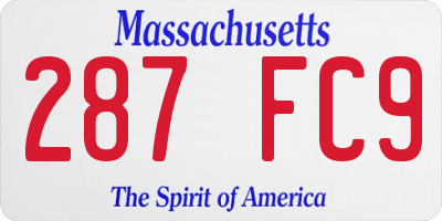 MA license plate 287FC9
