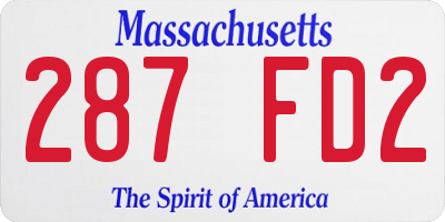 MA license plate 287FD2