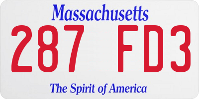 MA license plate 287FD3