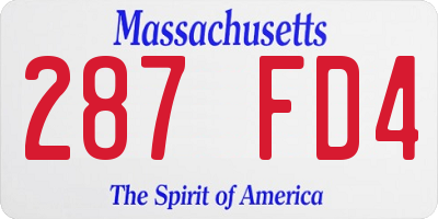 MA license plate 287FD4