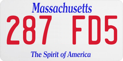 MA license plate 287FD5