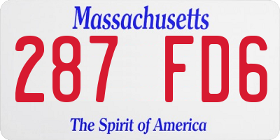 MA license plate 287FD6