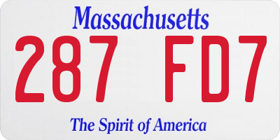 MA license plate 287FD7