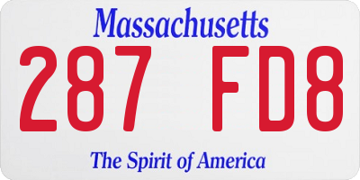 MA license plate 287FD8