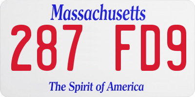 MA license plate 287FD9